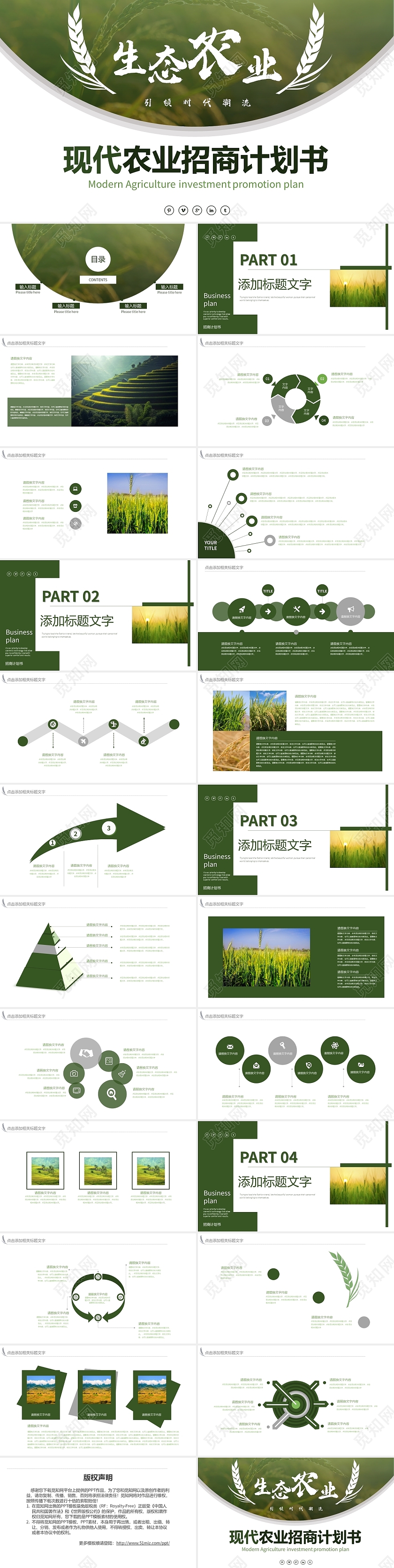 绿色简约农业农产品招商计划书模板