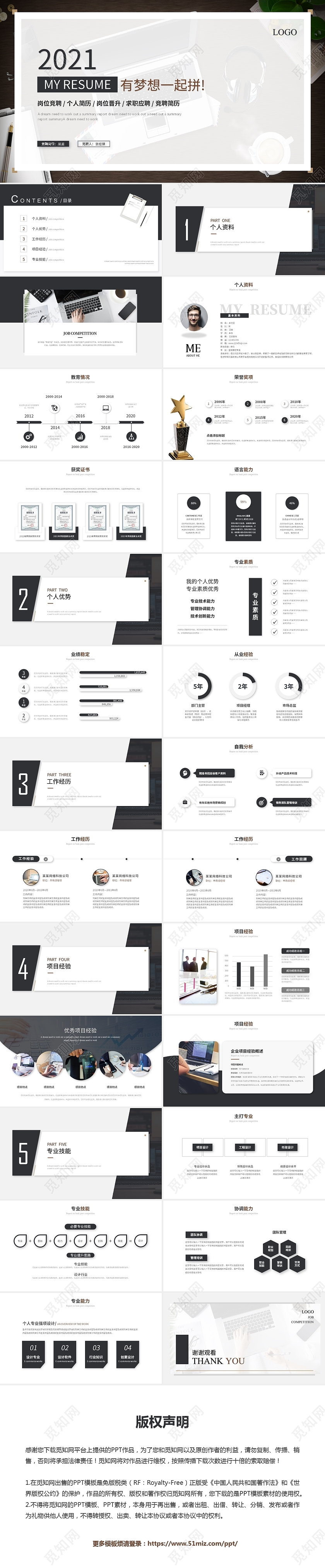 创意简约商务岗位竞聘个人简历求职竞聘ppt模板