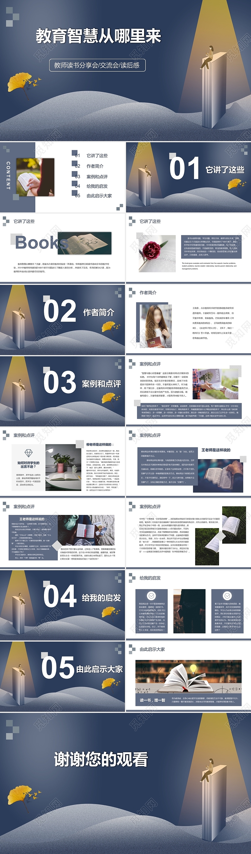 蓝色高端商务读书分享会PPT模板教师读书分享2