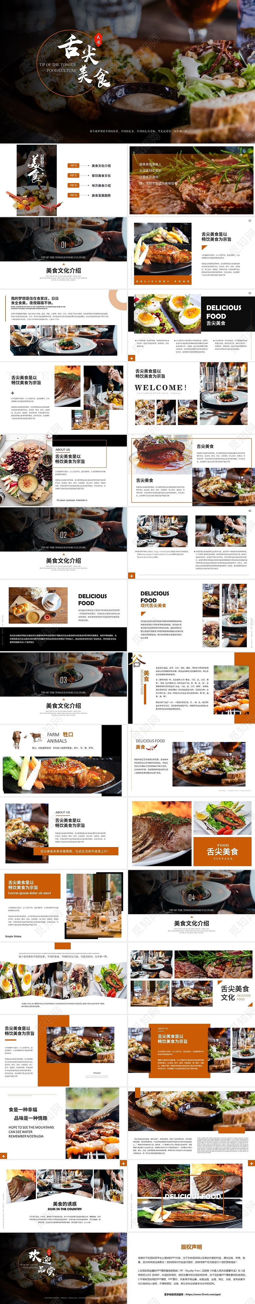大气创意餐饮美食介绍西餐中餐饮食文化ppt模板