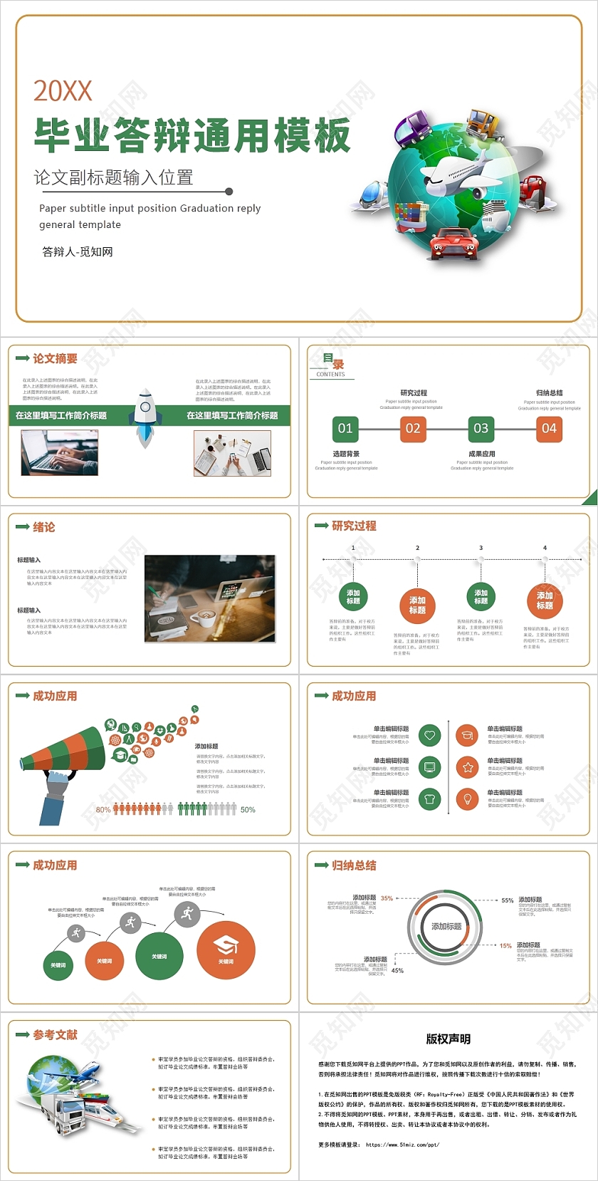 绿色简约风物流管理毕业答辩PPT模板