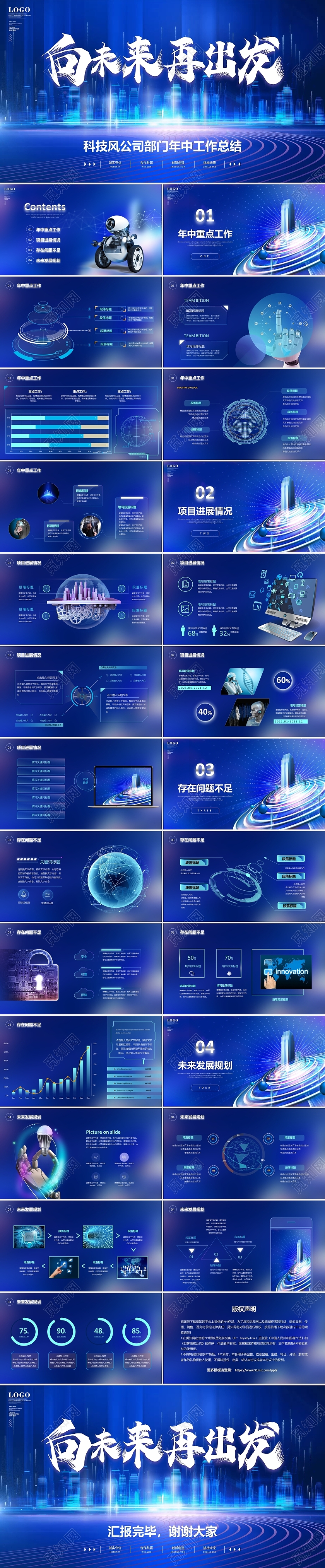 炫酷科技风向未来再出发视频背景年中工作总结半年工作PPT年中总结