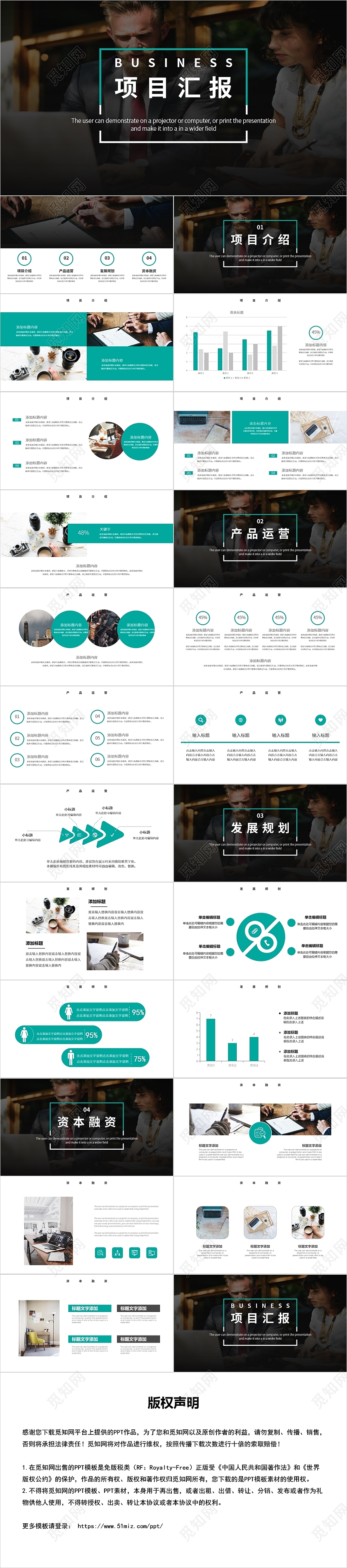 绿色简约风工作汇报PPT模板商业计划书