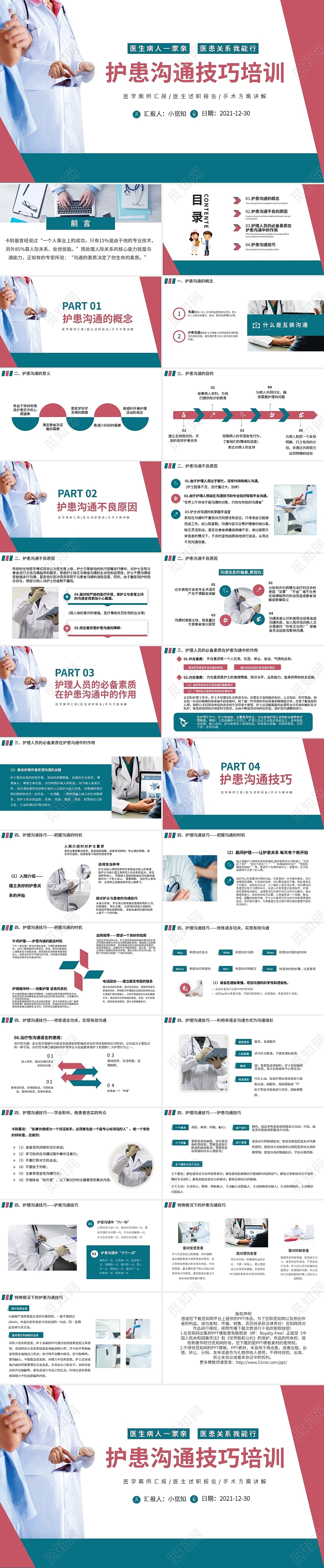 彩色简约护患沟通技巧培训PPT模板医患沟通培训
