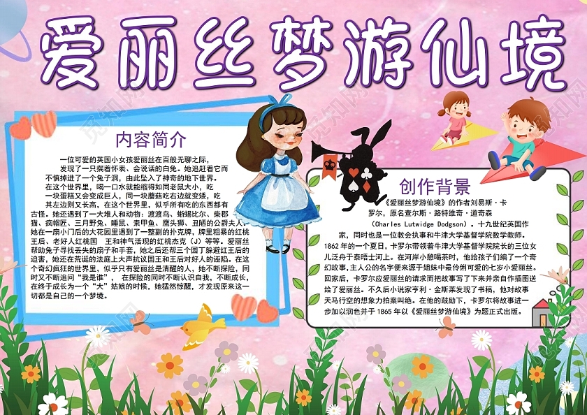 爱丽丝梦游读书阅读小报手抄报