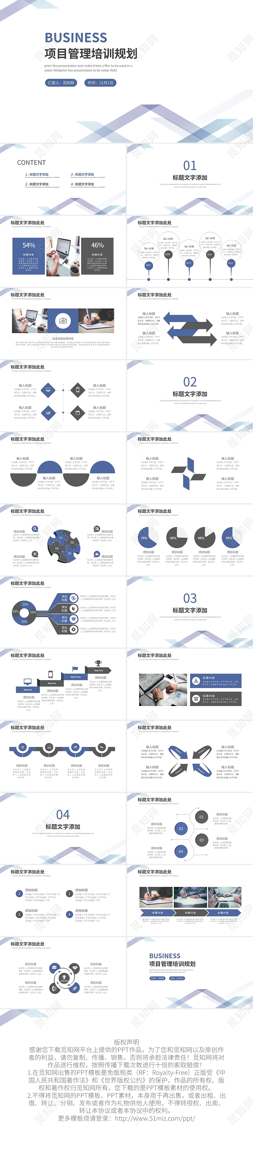 蓝色商务项目管理培训规划PPT模板宣传PPT动态PPT