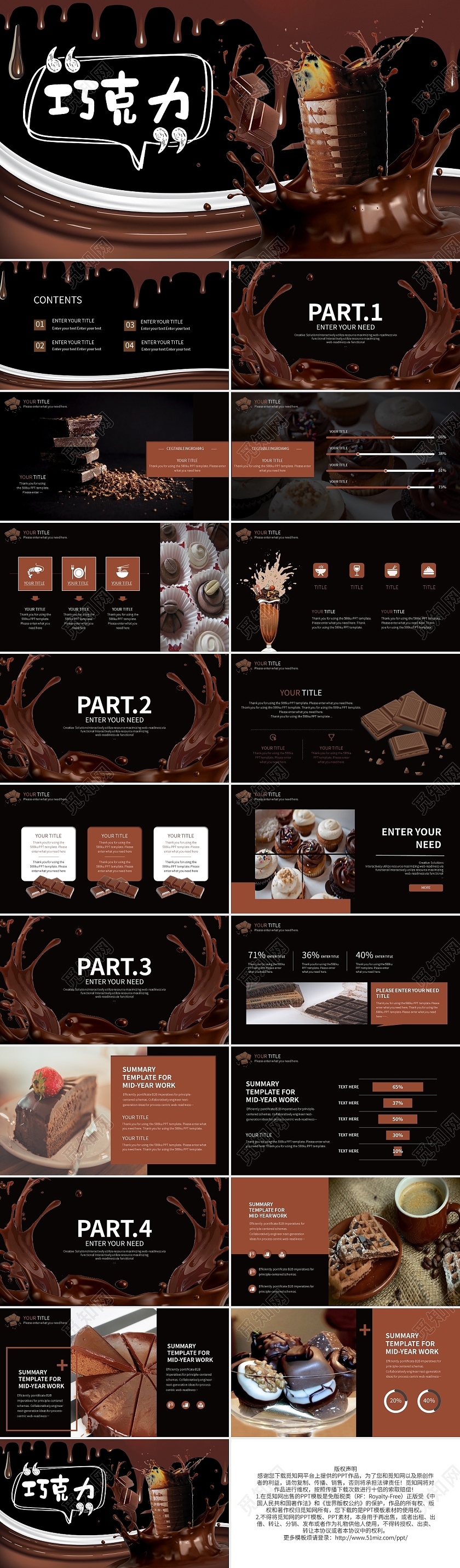 黑色简约时尚巧克力蛋糕美食类介绍PPT模板宣传PPT动态
