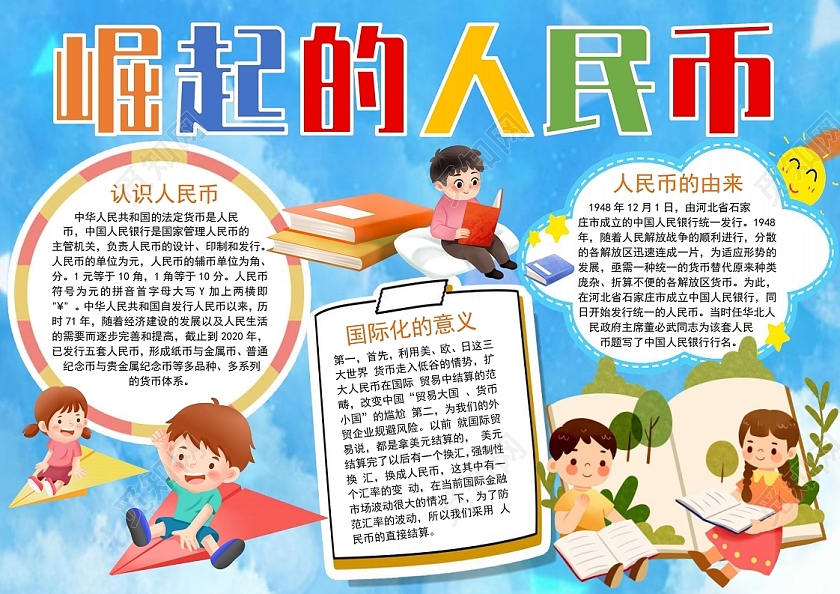 崛起的人民币小报手抄报认识人民币