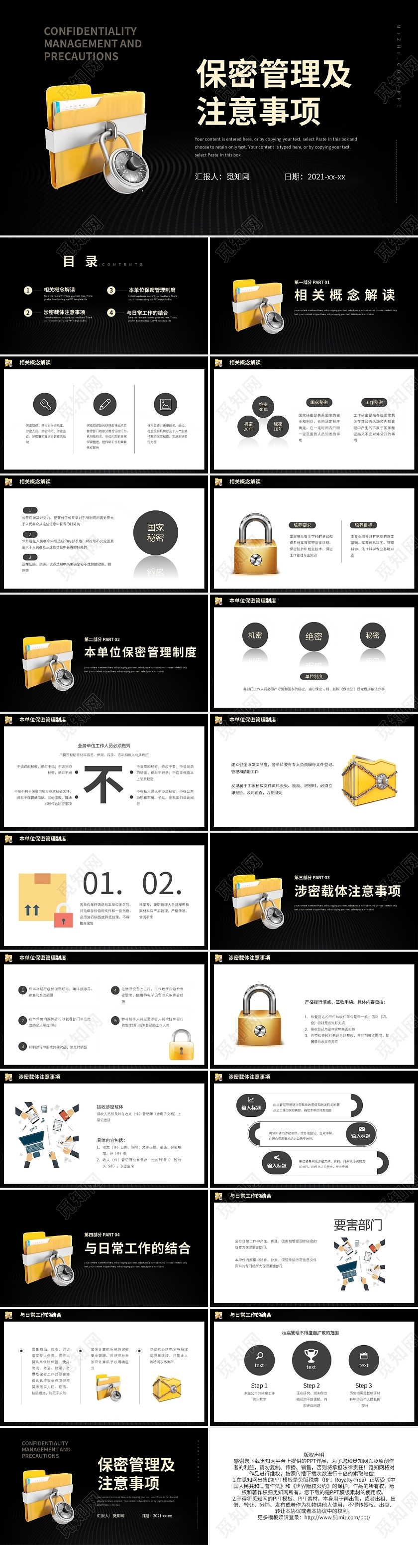 黑色简约保密管理及注意事项培训PPT模板宣传PPT动态PPT保密培训