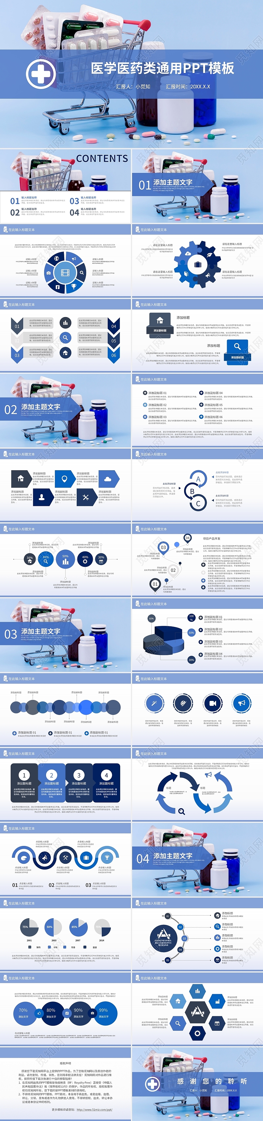 蓝色商务医学医疗医药工作汇报PPT模板药品