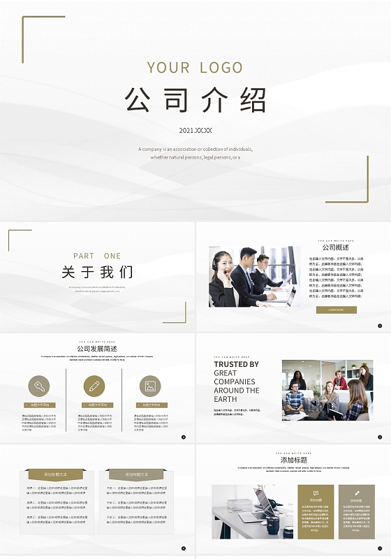 白金商务简约通用公司介绍企业宣传项目计划PPT模板