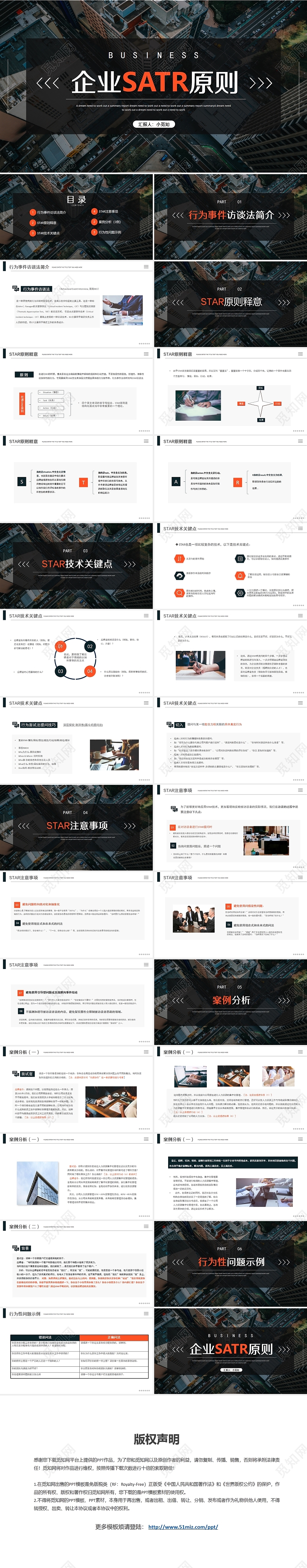 简约商务风企业SATR原则企业培训PPT模板STAR原则