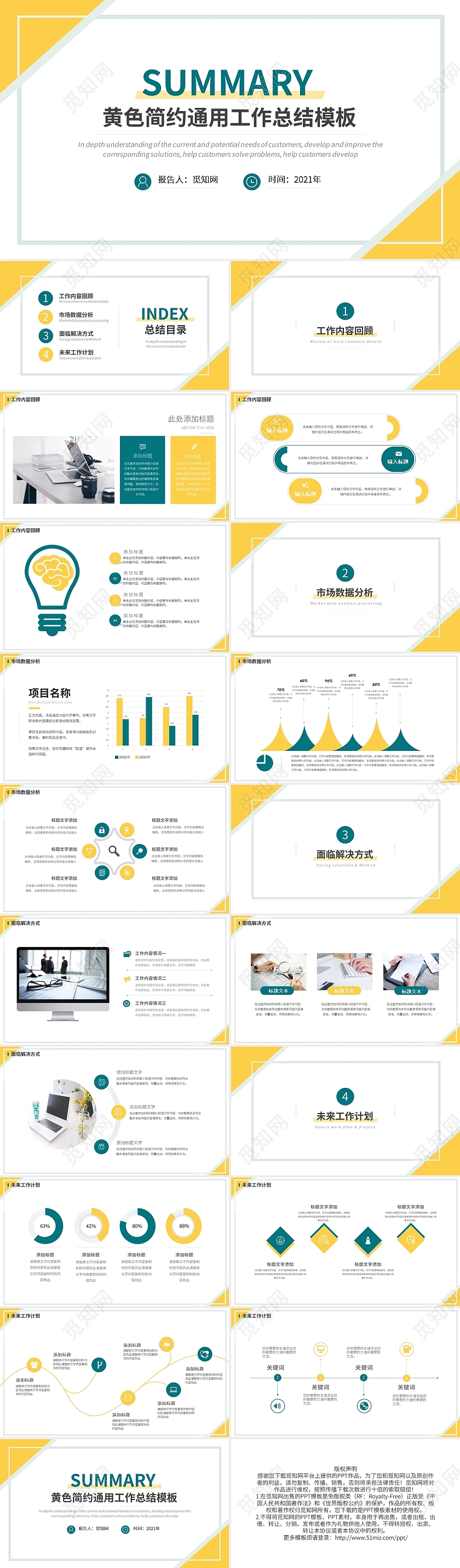 黄色简约通用工作总结模板PPT模板宣传PPT动态PPT简约工作总结