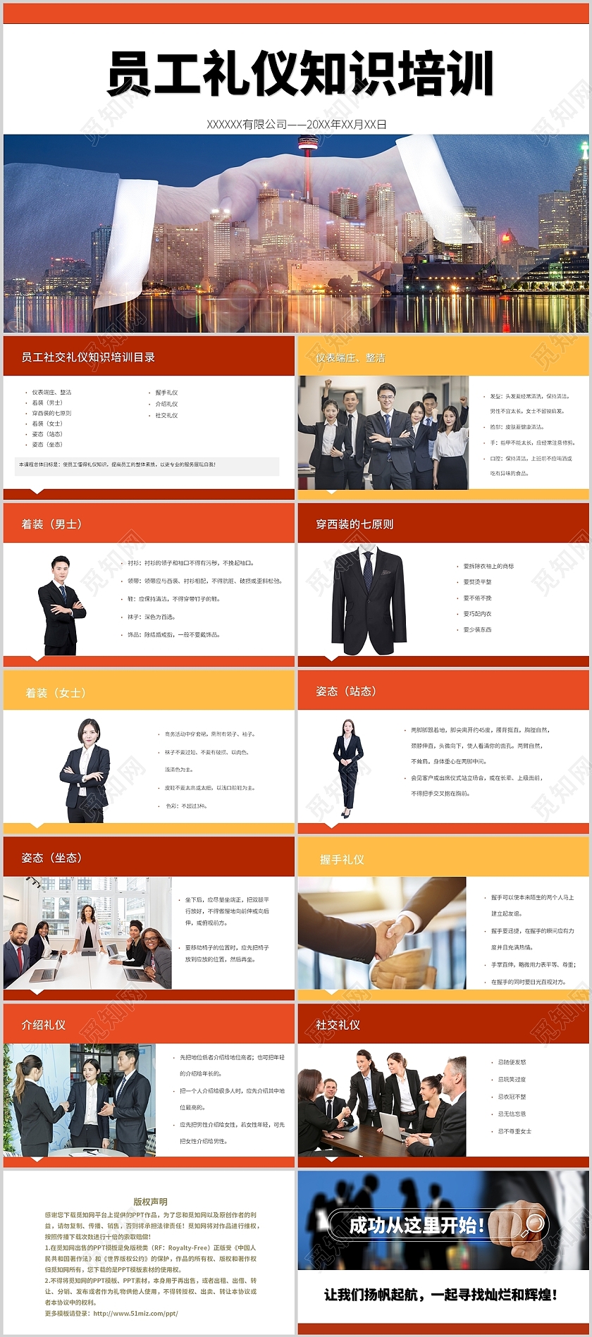 员工礼仪知识培训职场礼仪商务礼仪PPT模板