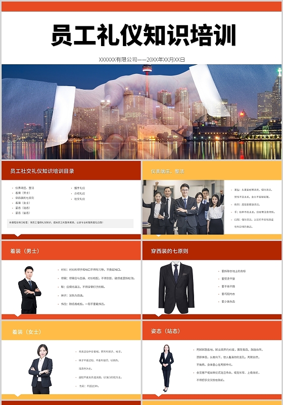 员工礼仪知识培训职场礼仪商务礼仪PPT模板