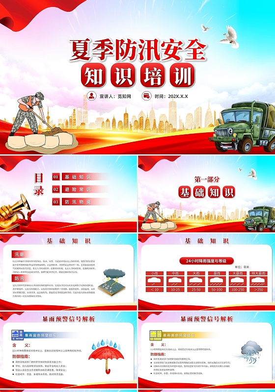 简约党政风夏季防汛安全知识培训课件PPT模板