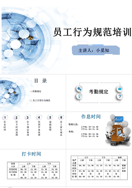 蓝色简约商务2021员工行为培训个人计划PPT
