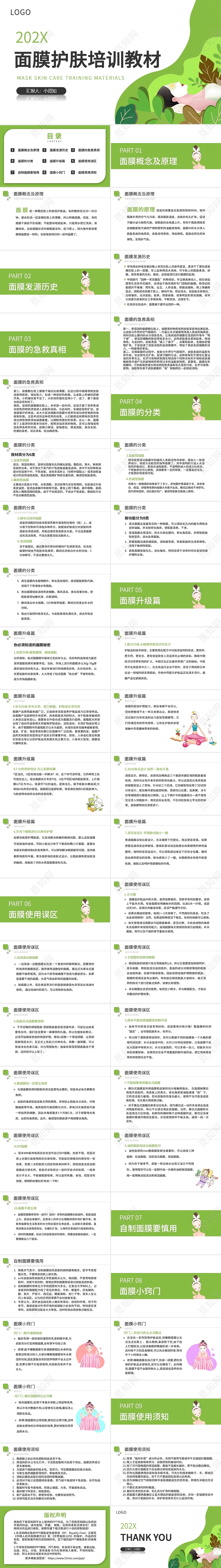 绿色清新面膜护肤培训教材PPT课件