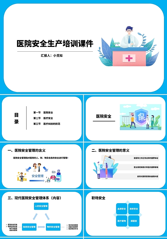 蓝色医院安全生产培训PPT模板医院安全生产培训课件(2)