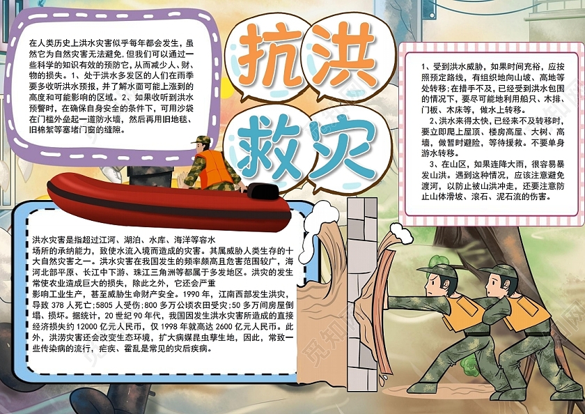 抗洪救灾小报手抄报
