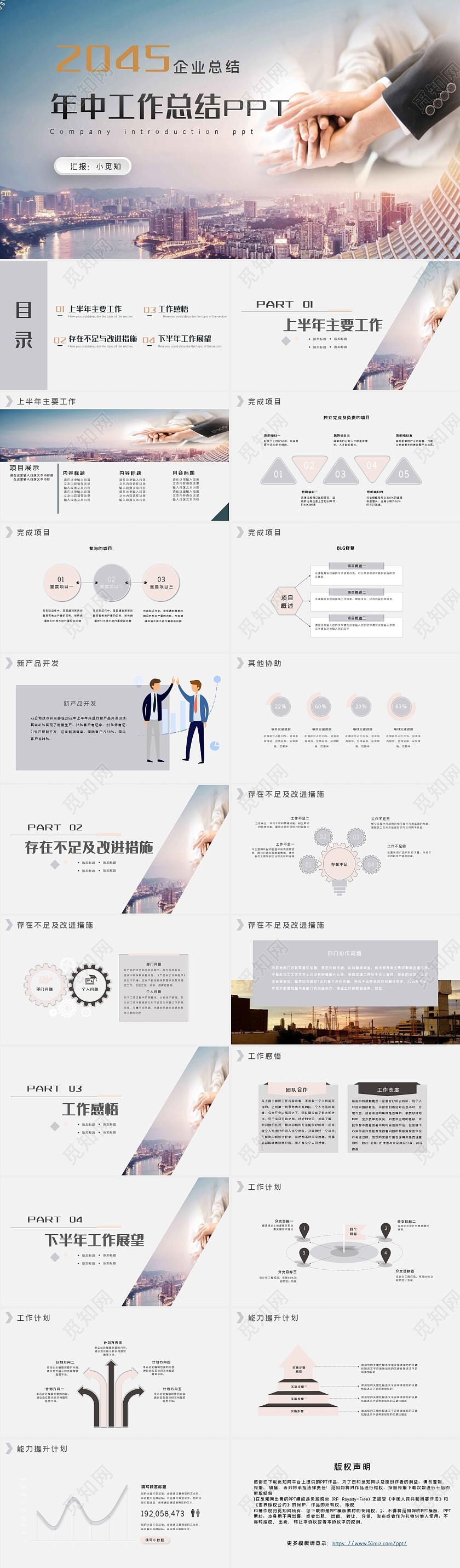 商务风企业技术部门年中工作总结PPT模板年中总结