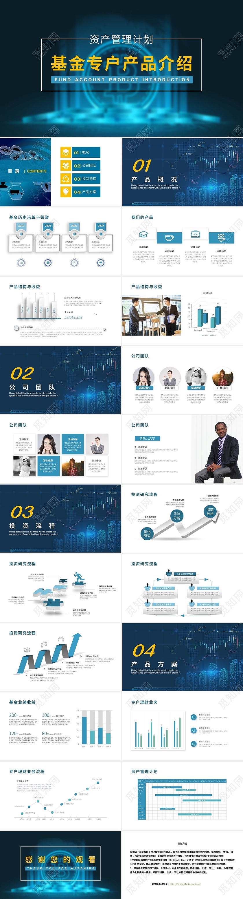 蓝色科技风格基金专户产品介绍ppt商务通用模板