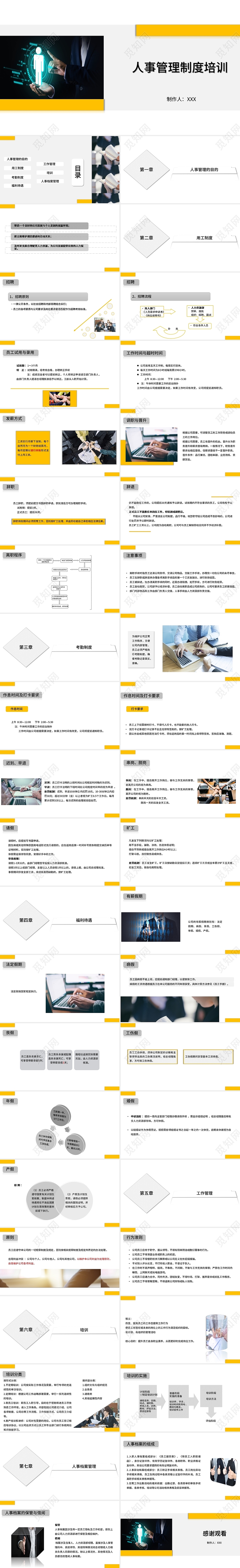灰色黄色人事管理制度培训PPT