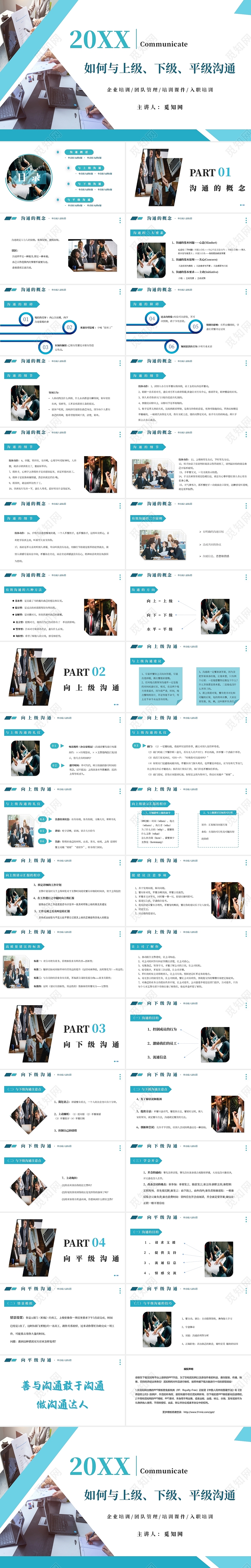 简约商务如何与上级下级平级沟通沟通技巧主题PPT模版如何与上级平级下级沟通