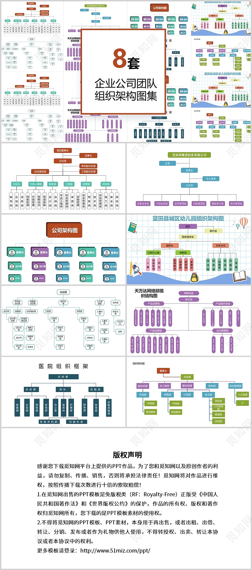 企业公司团队组织架构图表PPT模板