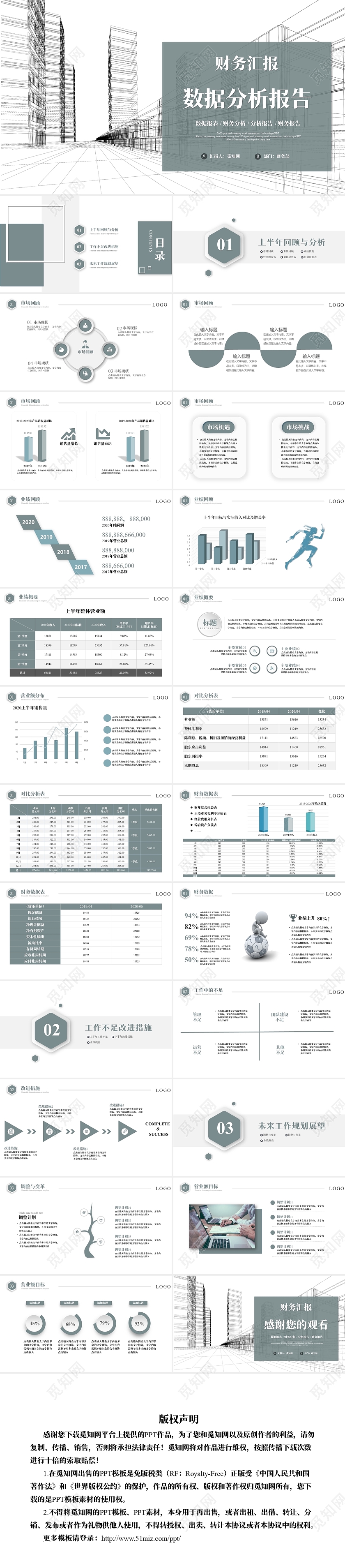 绿色简约淡雅财务汇报数据分析报告PPT模板财务分析报告