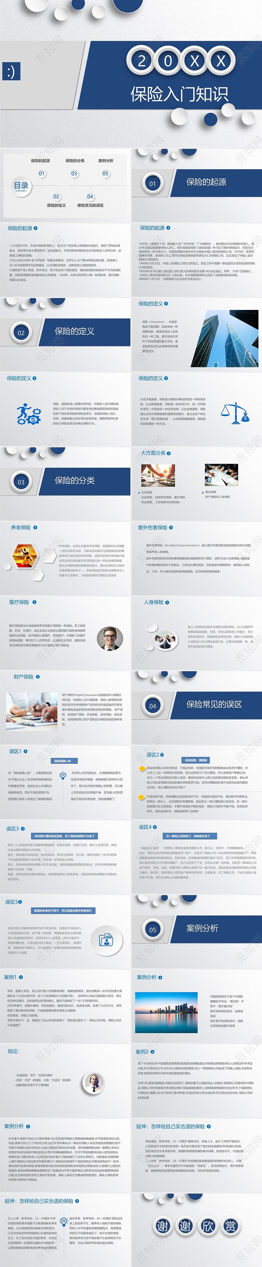 简约分水彩简约商务企业培训保险入门 培训资料