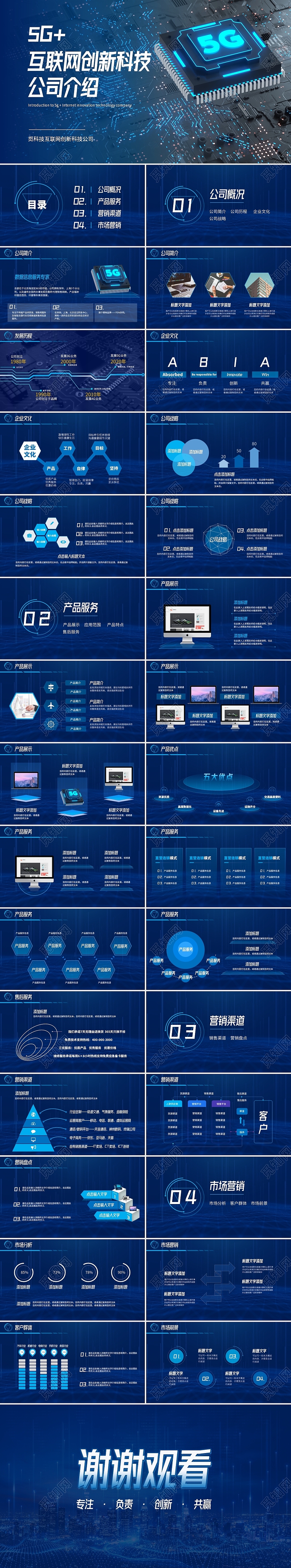 蓝色科技风科技公司介绍商务通用PPT模板