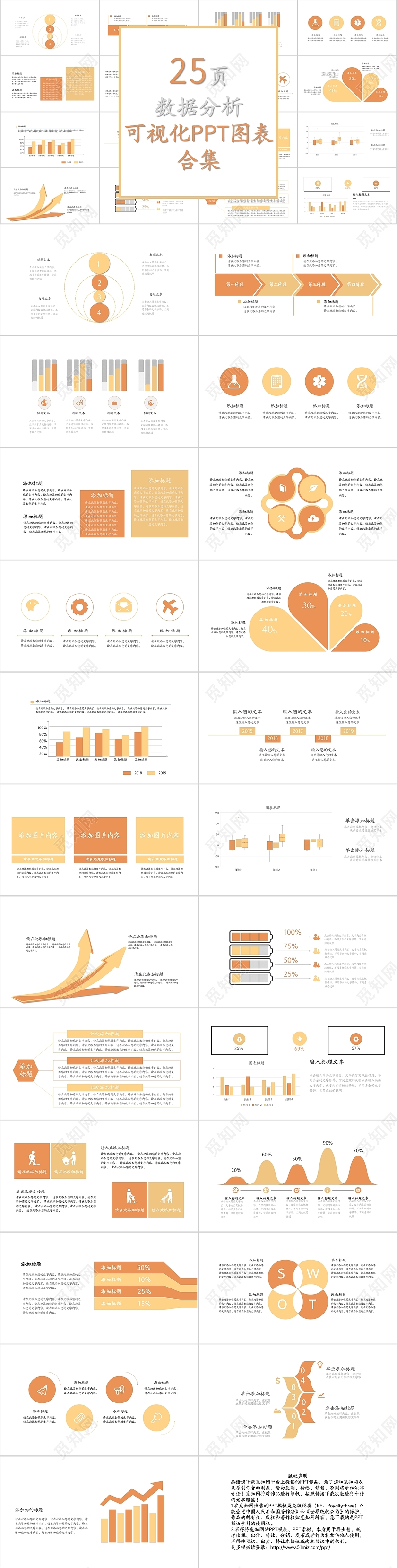 橙色信息可视化图表数据结构PPT模板财务分析可视化图表