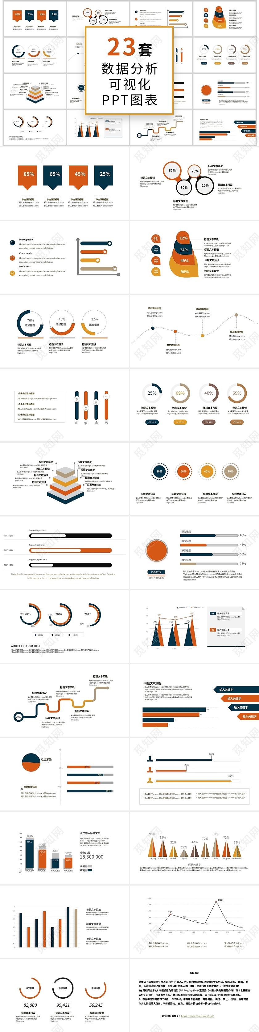 多彩商务通用数据分析可视化ppt图表集模板财务分析可视化图表