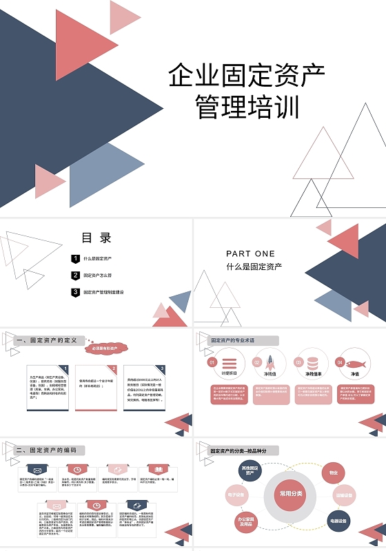 白色简约三角形企业固定资产管理培训PPT模板企业固定资产管企业固定资产管理培训（试稿）