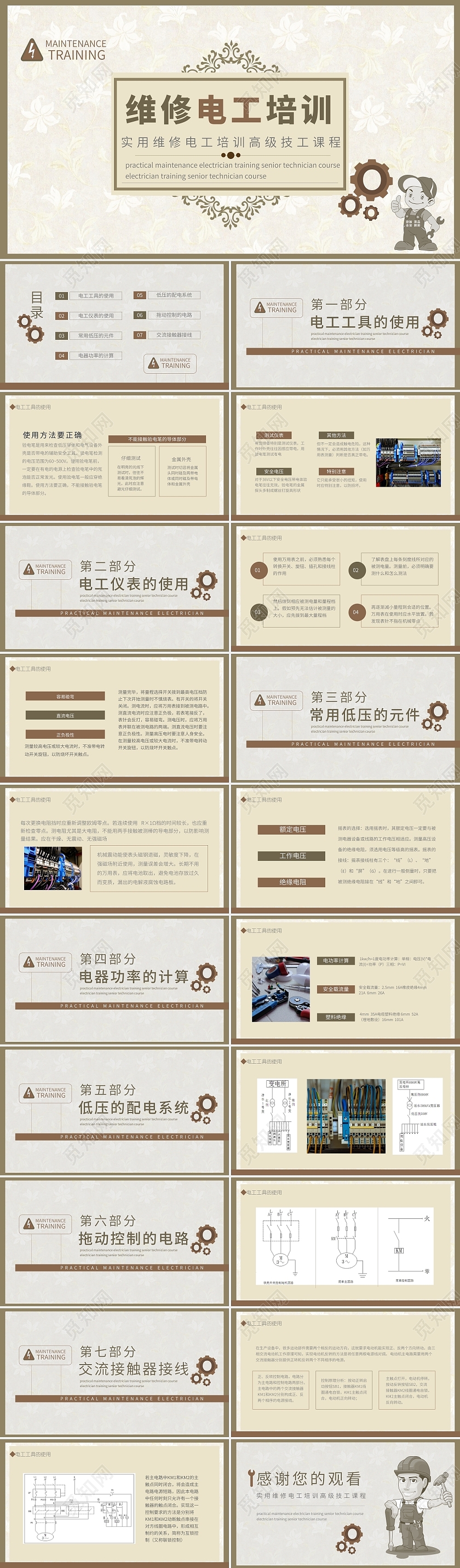 大气风格实用维修电工培训高级技工课程课件