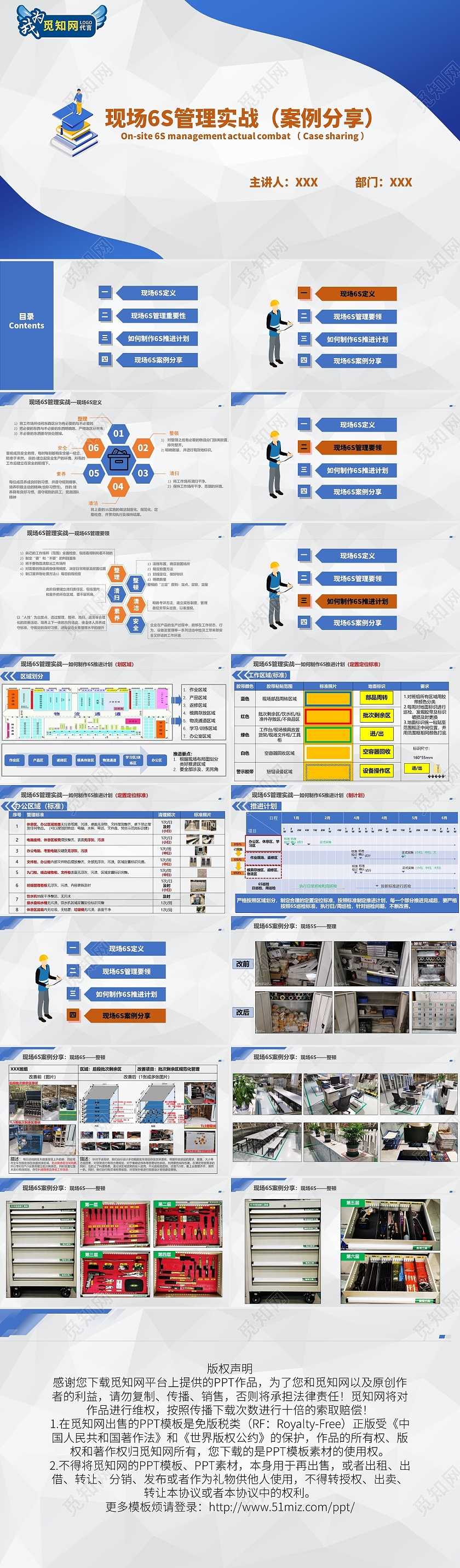蓝色简约现场6S管理实战分享案例分享5S