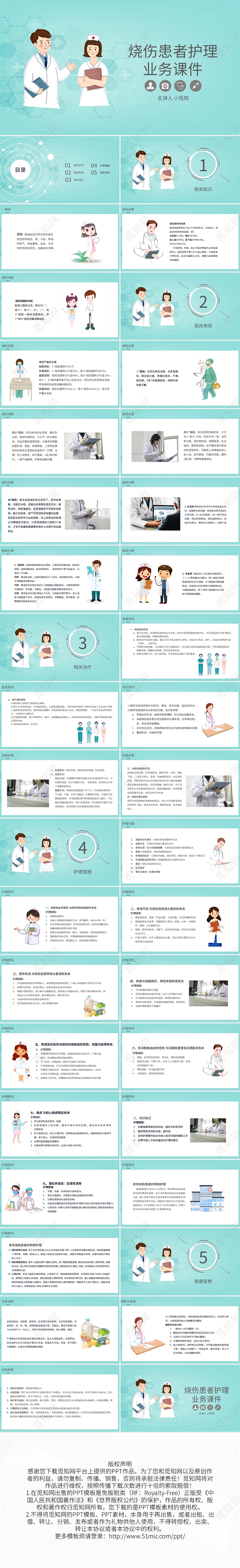 烧伤患者护理查房业务课件PPT模板宣传PPT动态PPT