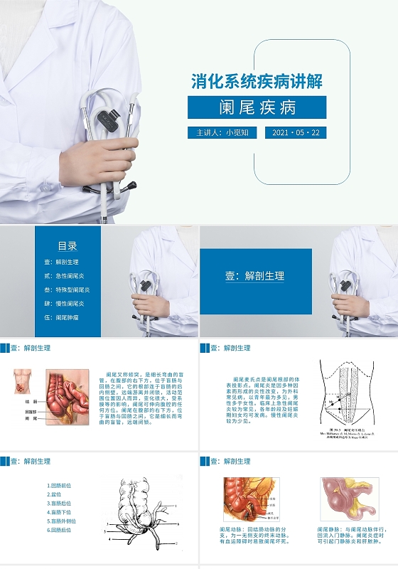 阑尾炎护理查房消化系统疾病讲解PPT模板宣传PPT动态PPT