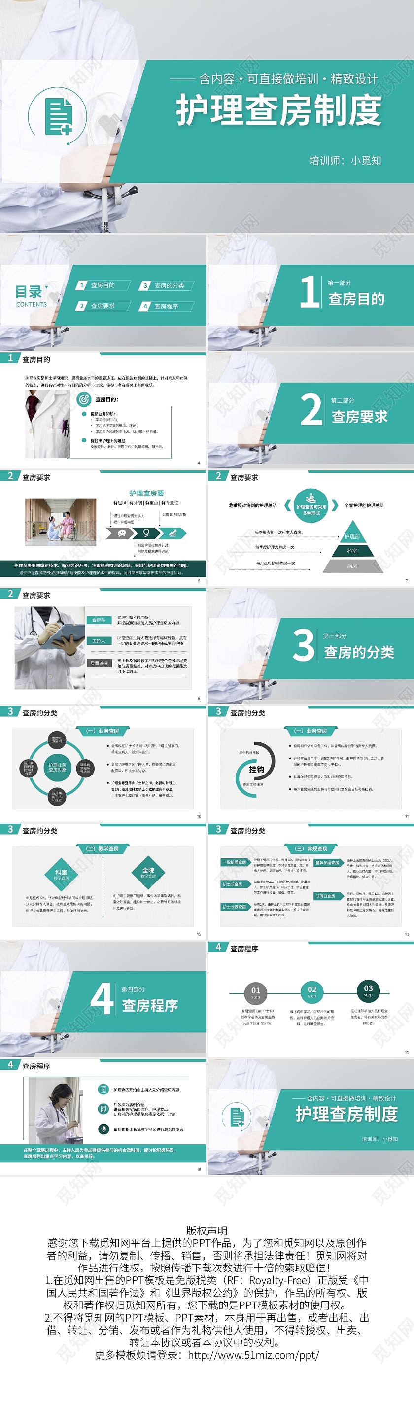 护理查房制度PPT模板宣传PPT动态PPT