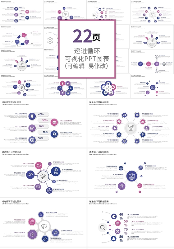 递进循环可视化PPT图表PPT模板宣传PPT动态PPT循环关系图表