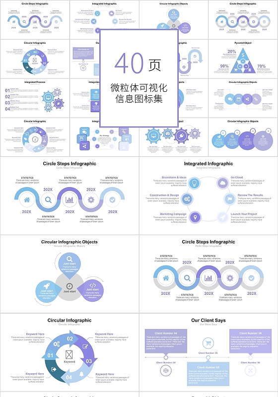紫色循环关系信息可视化图表PPT模板循环关系图表