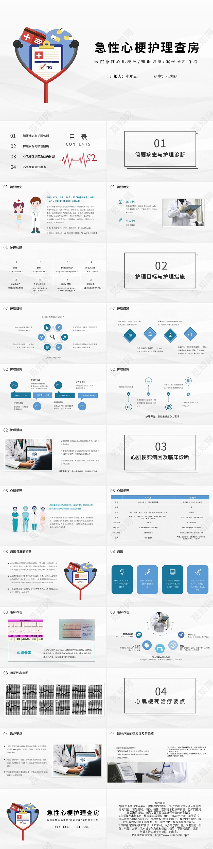 急性心梗护理查房PPT模板宣传PPT动态PPT
