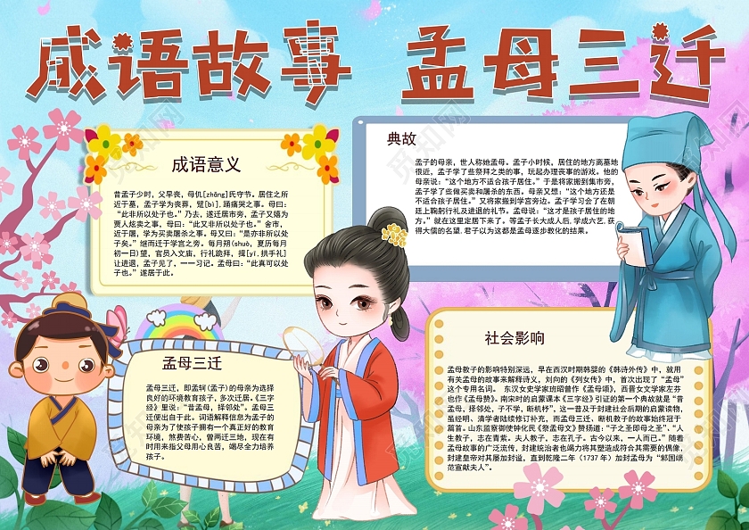 成语故事孟母三迁我与成语交朋友寓言成语小报手抄报成语故事我与成语交朋友寓言成语小报