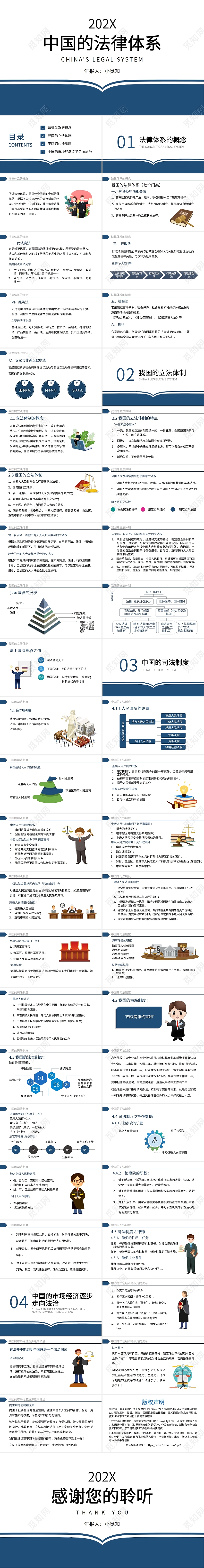 抽象书本效果中国的法律体系PPT模板