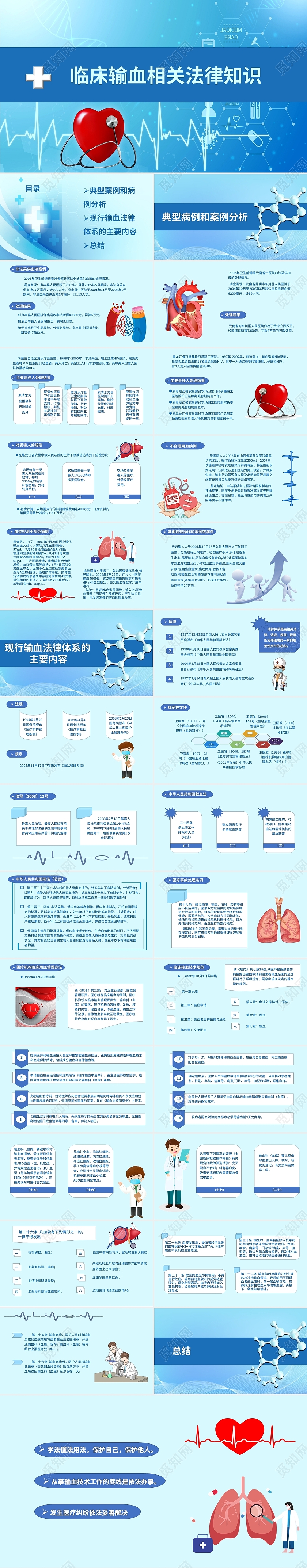 天蓝 水彩商务简约 临床输血相关法律知识 PPT模板临床输血相关法律知识2