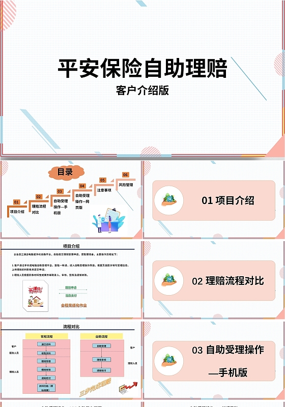 简约商务平安保险自助理赔销售PPT模板平安保险自助理赔(客户介绍版)