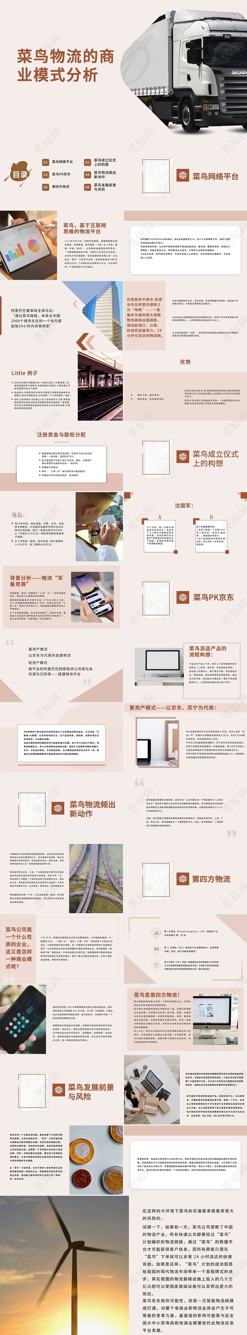 2021粉色小清新简约菜鸟物流商业模式分析PPT模板菜鸟物流的商业模式分析