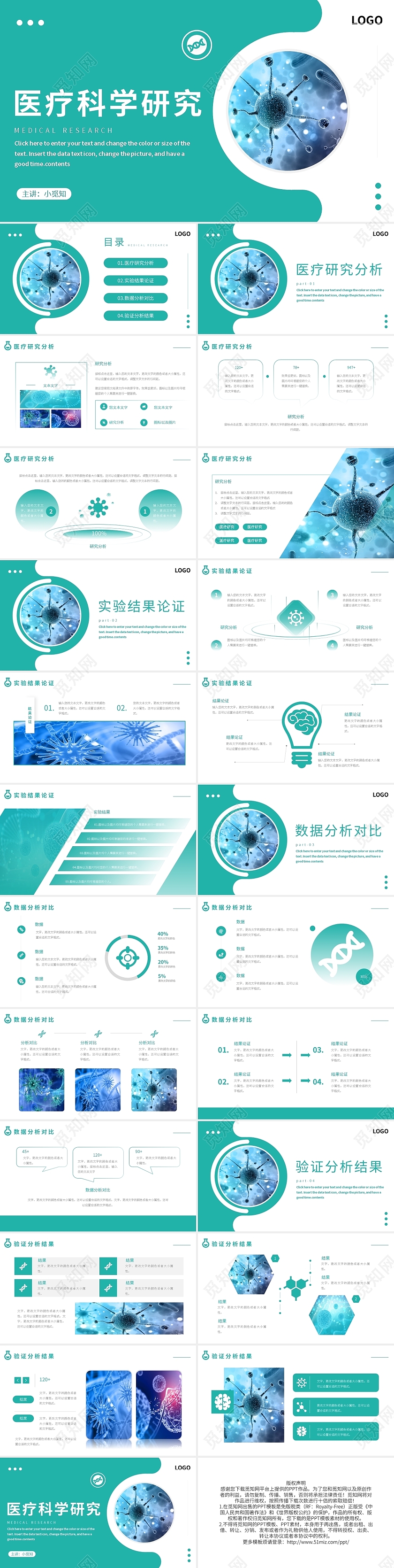 绿色简约医疗科学研究课件PPT模板宣传PPT动态PPT