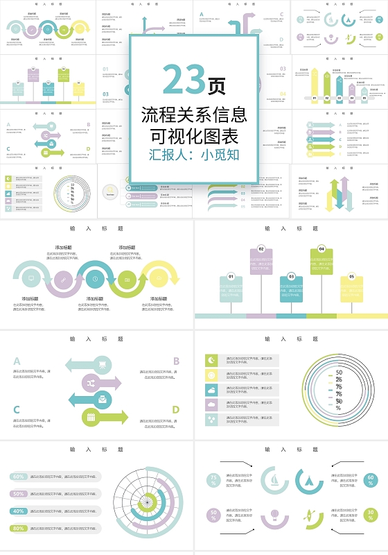 23页创意流程可视化图表集PPT模板宣传PPT动态PPT流程图